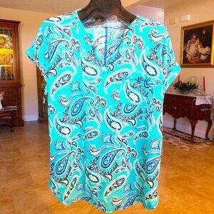NWT DEPT222 Turquoise Paisley Blouse/Top size 1X - 40.00